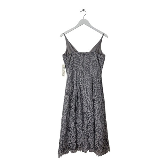Eliza‎ J Women's Silver Lace Overlay Midi Dress Size 2 NWT - Picture 4 of 4